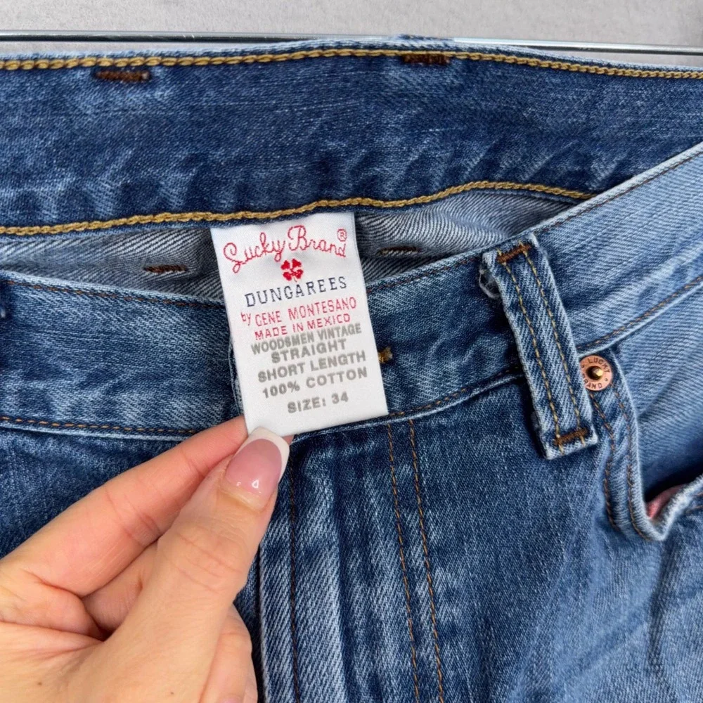 Lucky Brand Jeans Mens 34 Blue Woodsmen Vintage Straight Leg Denim Workwear